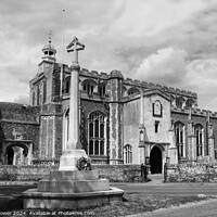 Buy canvas prints of East Bergholt Church Suffolk Mono by Diana Mower