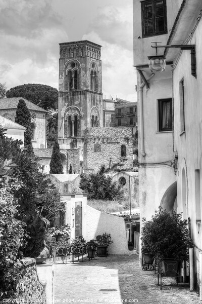 Ravello side Street Italy Monochrome  Picture Board by Diana Mower