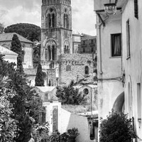 Buy canvas prints of Ravello side Street Italy Monochrome  by Diana Mower