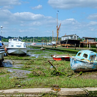 Buy canvas prints of Pin Mill low tide on the Hard  by Diana Mower