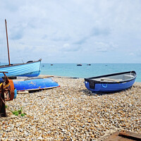 Buy canvas prints of Selsey Bill Beach and Boats by Diana Mower
