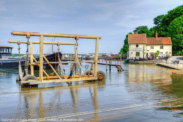 Pin Mill Orwell High Tide Picture Board by Diana Mower