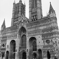 Buy canvas prints of Lincoln Cathedral Rainy Day Mono by Diana Mower