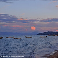 Buy canvas prints of Corfu beach at sunset Greece by Diana Mower