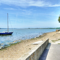 Buy canvas prints of Shotley Sea Wall and Picnic Area Suffolk by Diana Mower