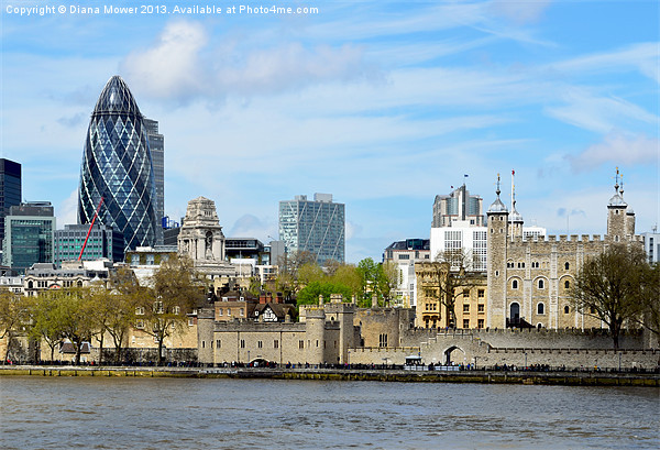 Tower of London from the Thames Picture Board by Diana Mower