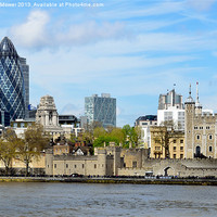 Buy canvas prints of Tower of London from the Thames by Diana Mower