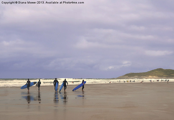 Woolacombe Beach Surfers Picture Board by Diana Mower