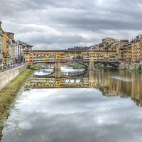 Buy canvas prints of River Arno and Ponte Vecchio  Florence Tuscany by Diana Mower