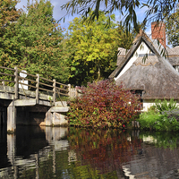 Buy canvas prints of Bridge Cottage Flatford Mill by Diana Mower