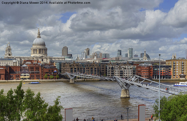 St Pauls and Millennium Bridge Thames London Picture Board by Diana Mower