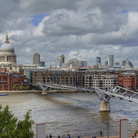 Buy canvas prints of St Pauls and Millennium Bridge Thames London by Diana Mower