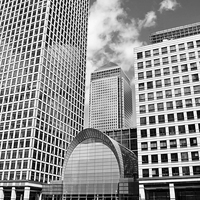 Buy canvas prints of Canary Wharf River Thames London by Diana Mower