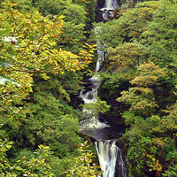 Buy canvas prints of Pistyll Rhaeadr Waterfall Wales by Diana Mower
