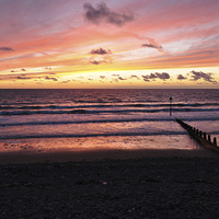 Buy canvas prints of Sunset Borth Beach by Diana Mower