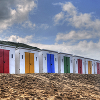 Buy canvas prints of Woolacombe  Beach Huts by Diana Mower