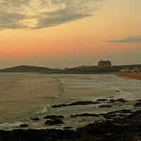 Buy canvas prints of Fistral Beach sunset by Diana Mower