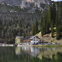 Buy canvas prints of Lake Misurina by Diana Mower