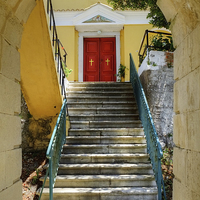 Buy canvas prints of  Steps to the Church by Diana Mower