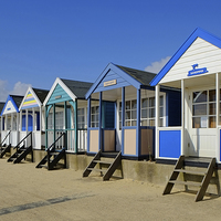 Buy canvas prints of  Southwold beach huts  by Diana Mower