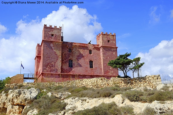  Red tower Malta Picture Board by Diana Mower