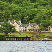 Buy canvas prints of Inversnaid Hotel and Falls Loch Lomond       by Diana Mower