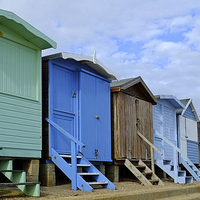 Buy canvas prints of Beach huts Walton Essex by Diana Mower
