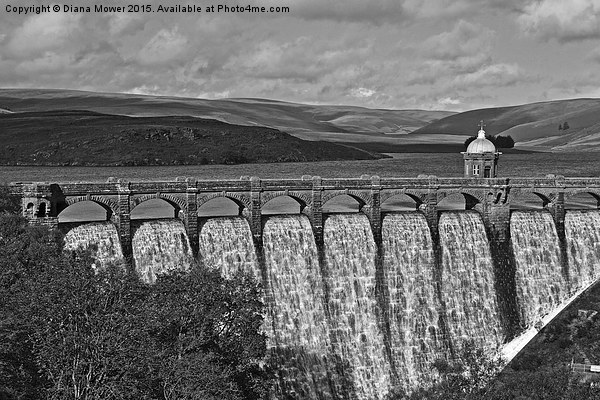  Craig Goch Reservoir in black and White Picture Board by Diana Mower