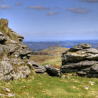 Buy canvas prints of  Hound Tor From Chinkwell Tor by Diana Mower