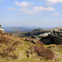 Buy canvas prints of Hound Tor From Honeybag Tor  by Diana Mower