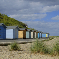 Buy canvas prints of  Pakefield  Beach Huts by Diana Mower