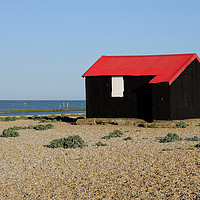 Buy canvas prints of Red Roofed Hut, Rye Harbour by Diana Mower
