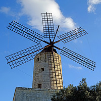 Buy canvas prints of Xarolla Windmill, Malta. by Diana Mower