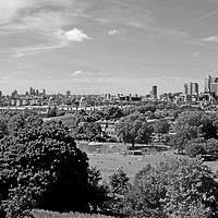Buy canvas prints of Greenwich park with London Skyline by Diana Mower