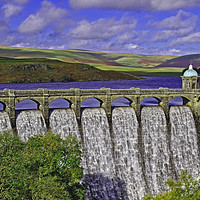 Buy canvas prints of Craig Goch Reservoir  and dam by Diana Mower