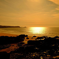 Buy canvas prints of Fistral Beach Sunset   by Diana Mower