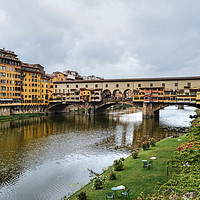 Buy canvas prints of Ponte Vecchio over the river Arno Florence. by Diana Mower