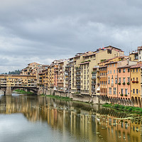 Buy canvas prints of Ponte Vecchio and the river Arno Florence. by Diana Mower