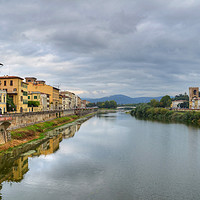 Buy canvas prints of The river Arno Italy by Diana Mower