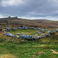 Buy canvas prints of Haytor Ancient Hut Circles by Diana Mower