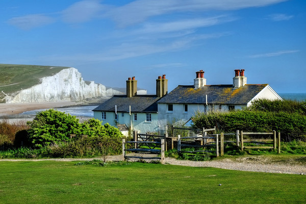 The Seven Sisters from Cuckmere Haven. Picture Board by Diana Mower