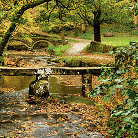 Buy canvas prints of Wycoller Two Bridges. by Diana Mower
