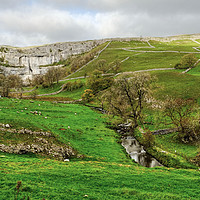 Buy canvas prints of Malham Cove and hills by Diana Mower