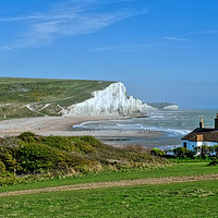 Buy canvas prints of The Seven Sisters and Cuckmere Haven Beach by Diana Mower