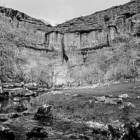 Buy canvas prints of  Malham Cove Monochrome by Diana Mower
