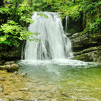 Buy canvas prints of Janets Foss Waterfall Yorkshire by Diana Mower