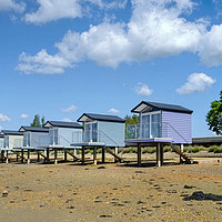 Buy canvas prints of Beach Chalets Mill beach Osea Essex by Diana Mower