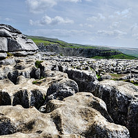 Buy canvas prints of The limestone pavement at Malham Cove by Diana Mower
