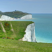 Buy canvas prints of The Seven Sisters white cliffs  by Diana Mower