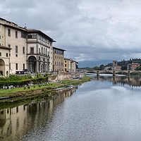 Buy canvas prints of The river Arno Florence Tuscany by Diana Mower